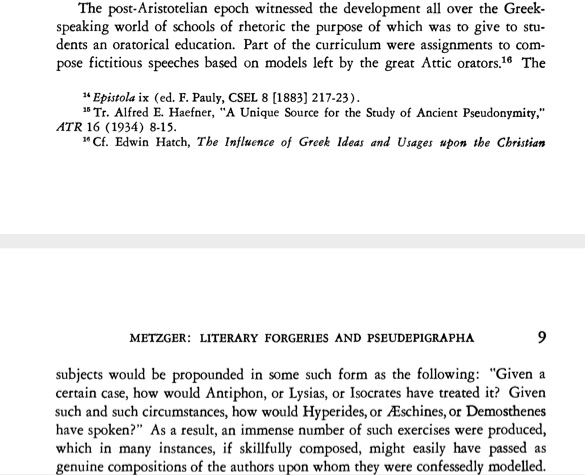 Metzger Version From Literary Forgeries